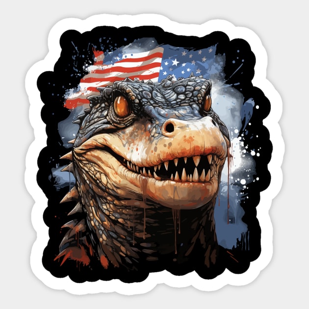 Patriotic Alligator Sticker by JH Mart